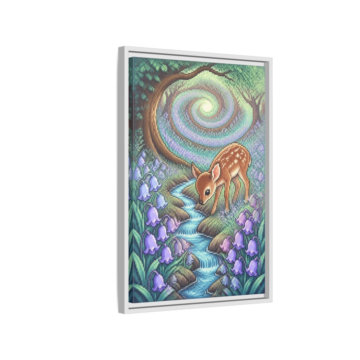 Side Mockup 1. Kids Room Fawn Meadow shown as framed canvas print