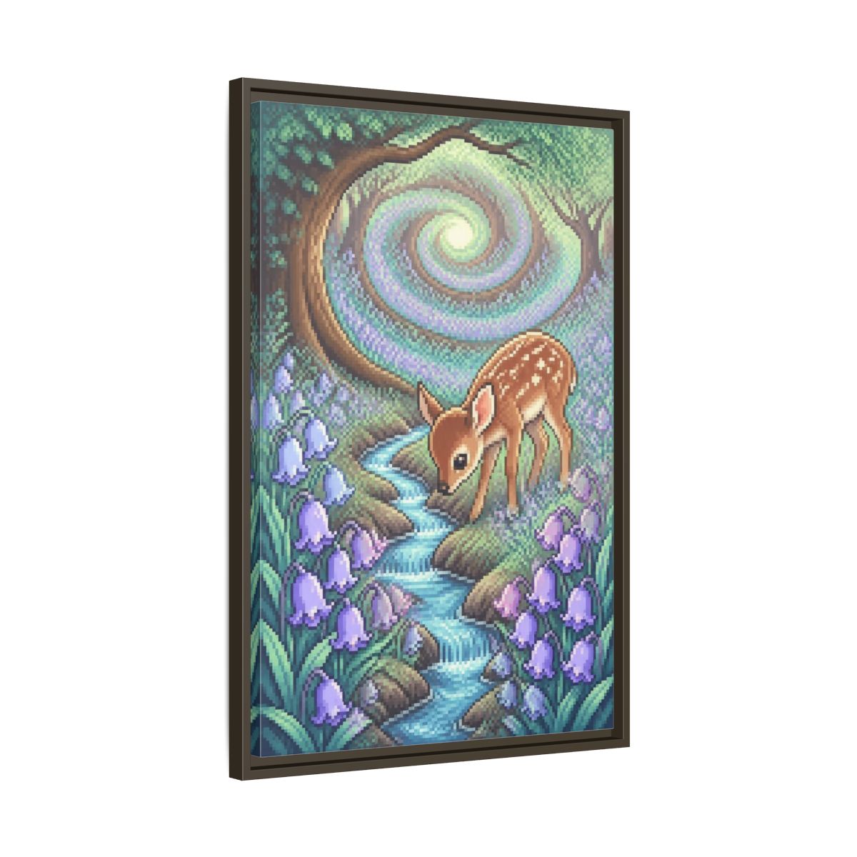 Side Mockup 11. Kids Room Fawn Meadow shown as framed canvas print