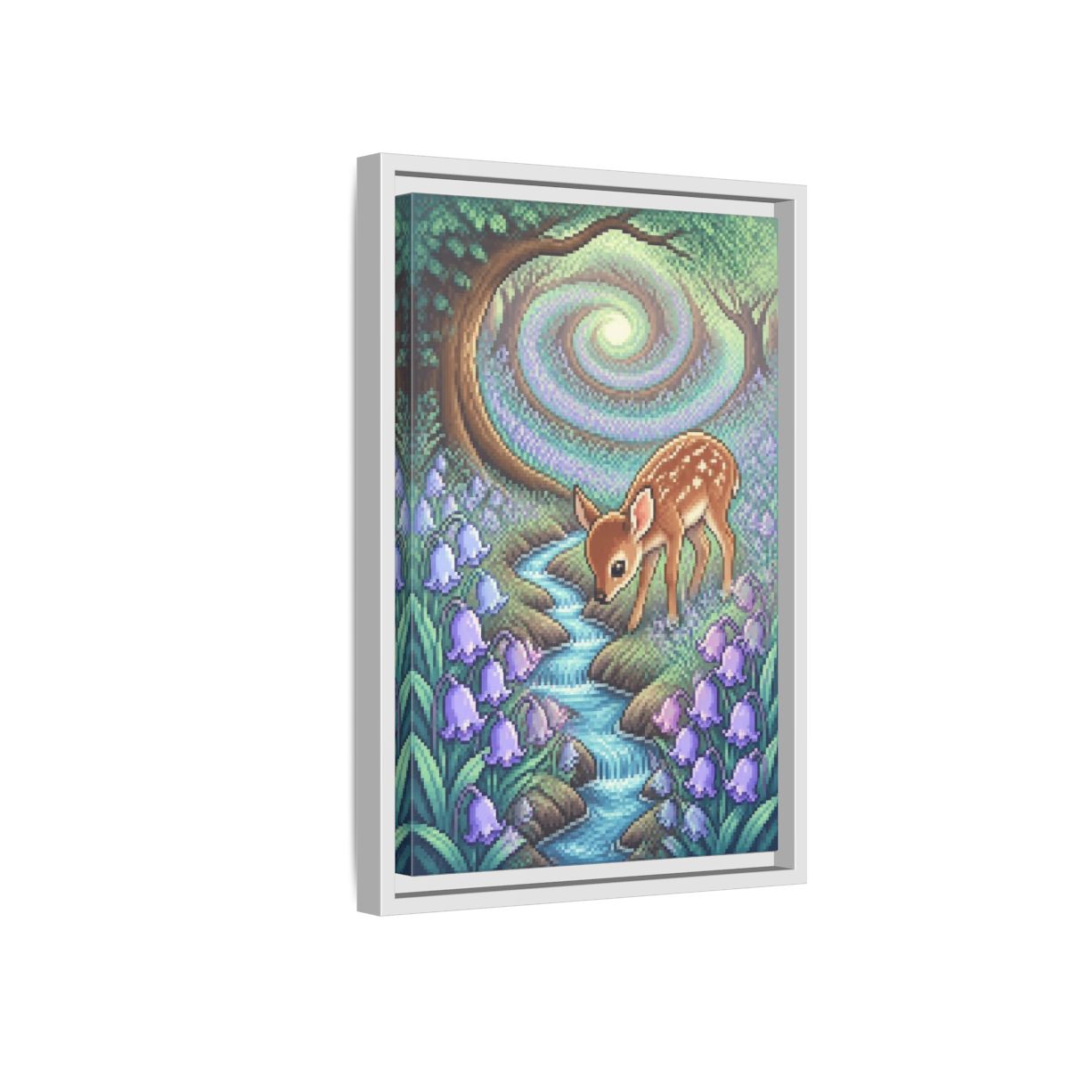 Side Mockup 4. Kids Room Fawn Meadow shown as framed canvas print