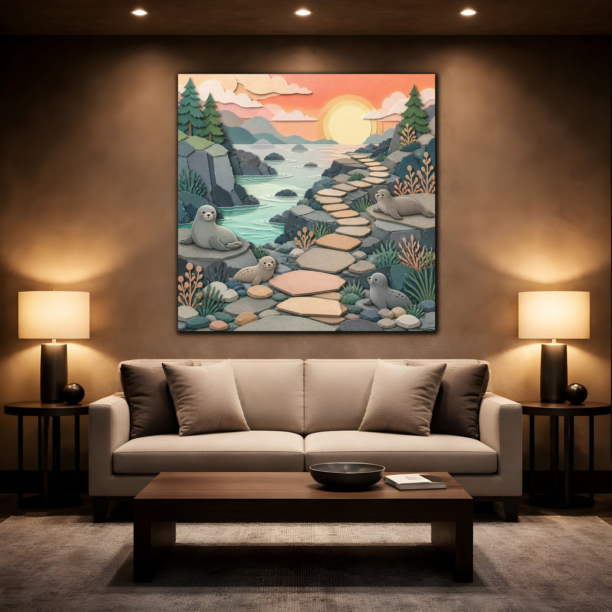 Mockup 2. Kids Room Seal Pathway shown as canvas print