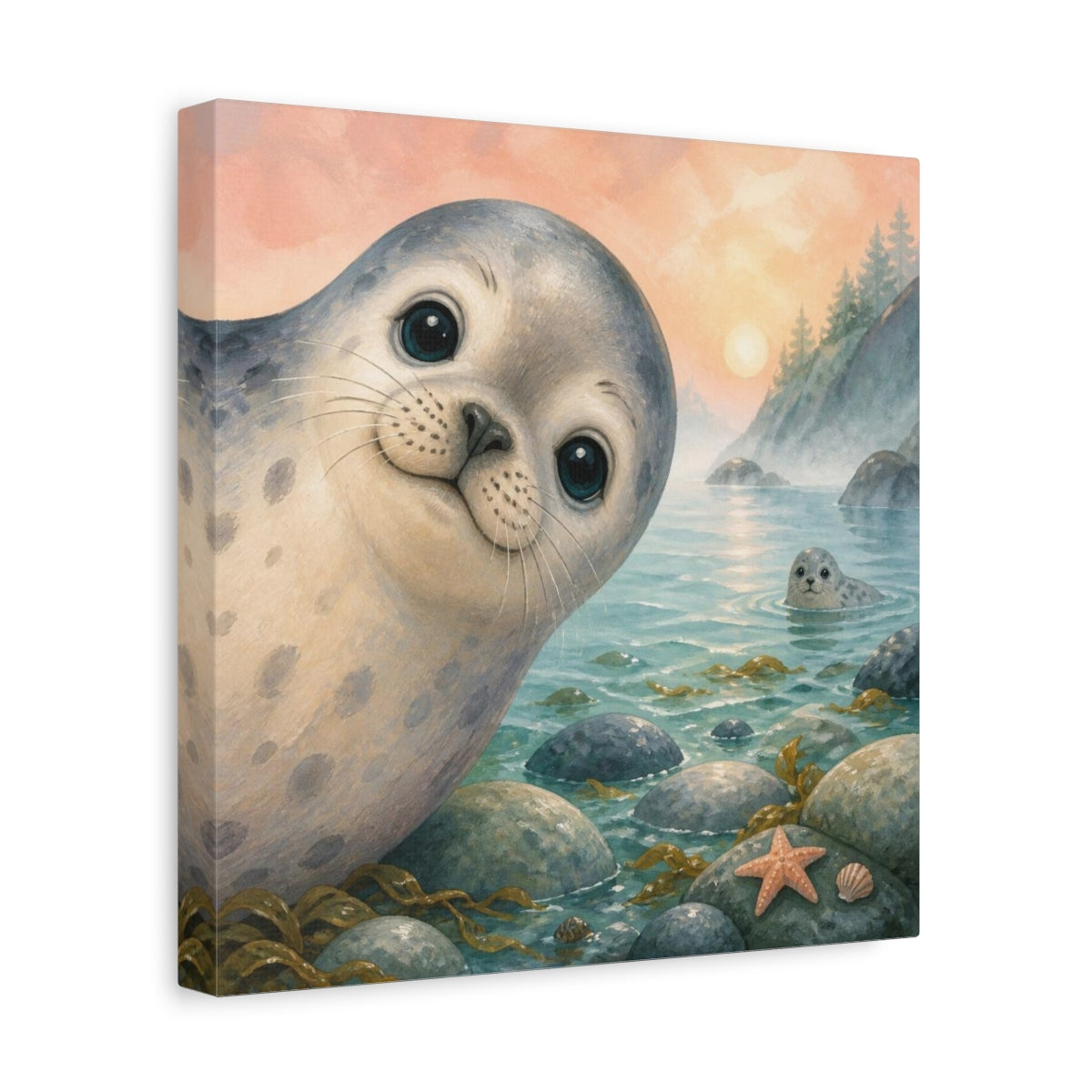 Side Mockup 8. Kids Room Seal Peekaboo shown as canvas print