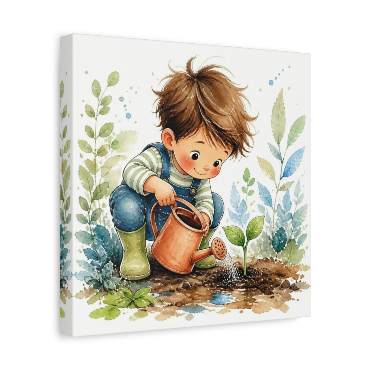 Side Mockup 8. Kids Room Seedling Watering shown as canvas print