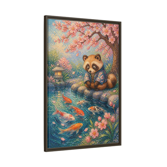 Main Mockup. Kids Room Tanuki And Koi shown as framed canvas print