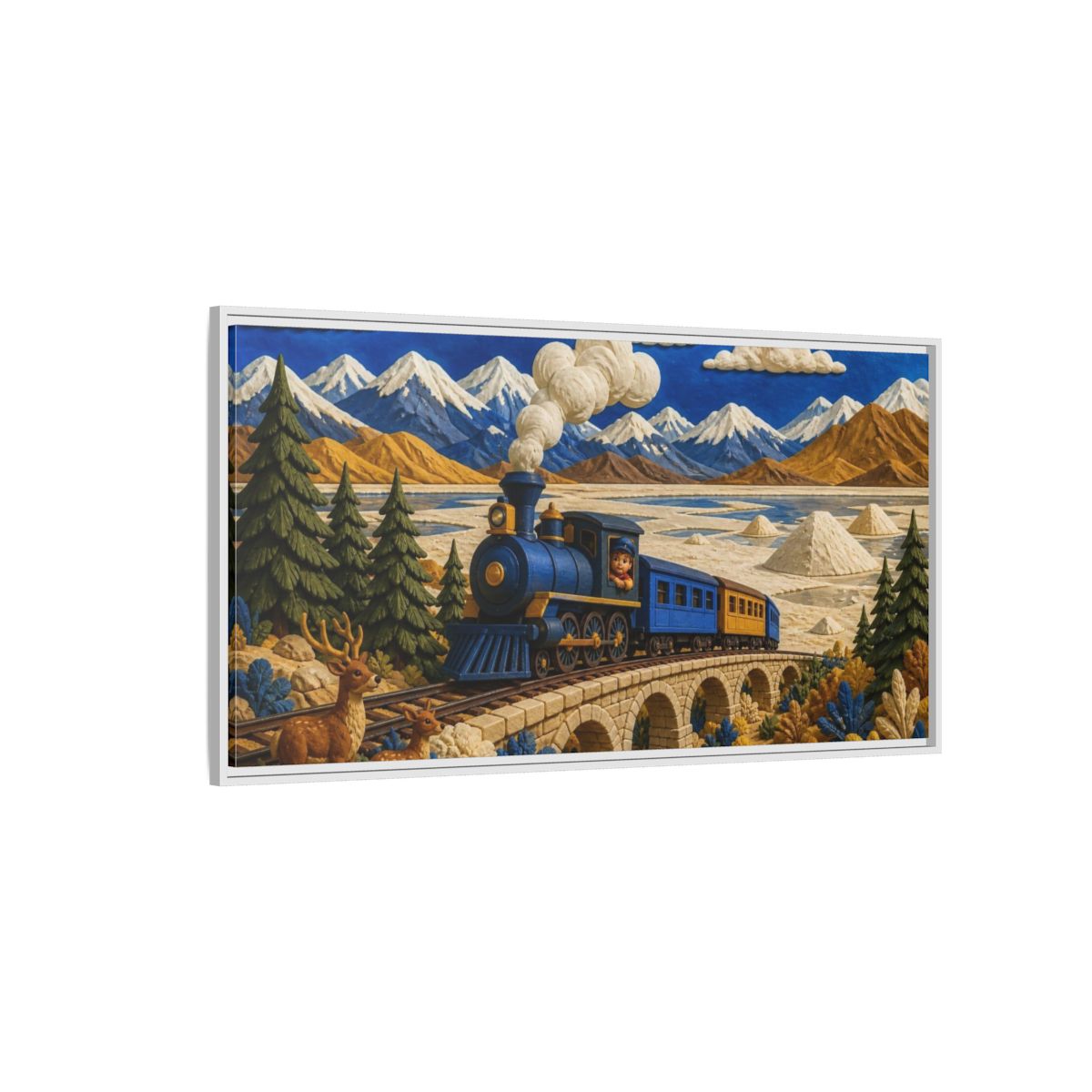 Side Mockup 3. Kids Steam Train Adventure shown as framed canvas print