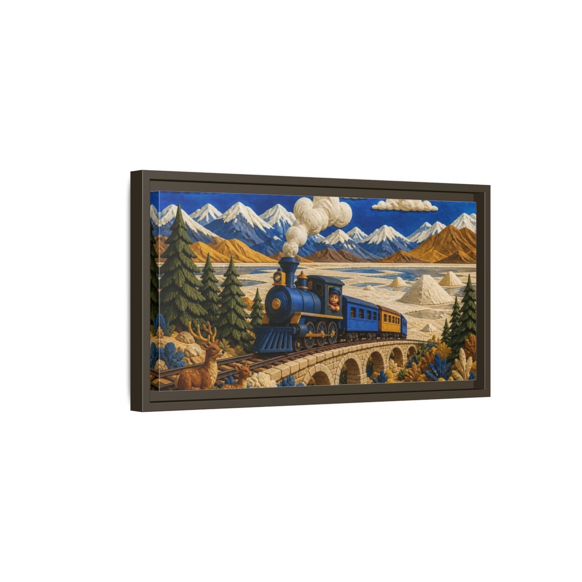 Side Mockup 7. Kids Steam Train Adventure shown as framed canvas print