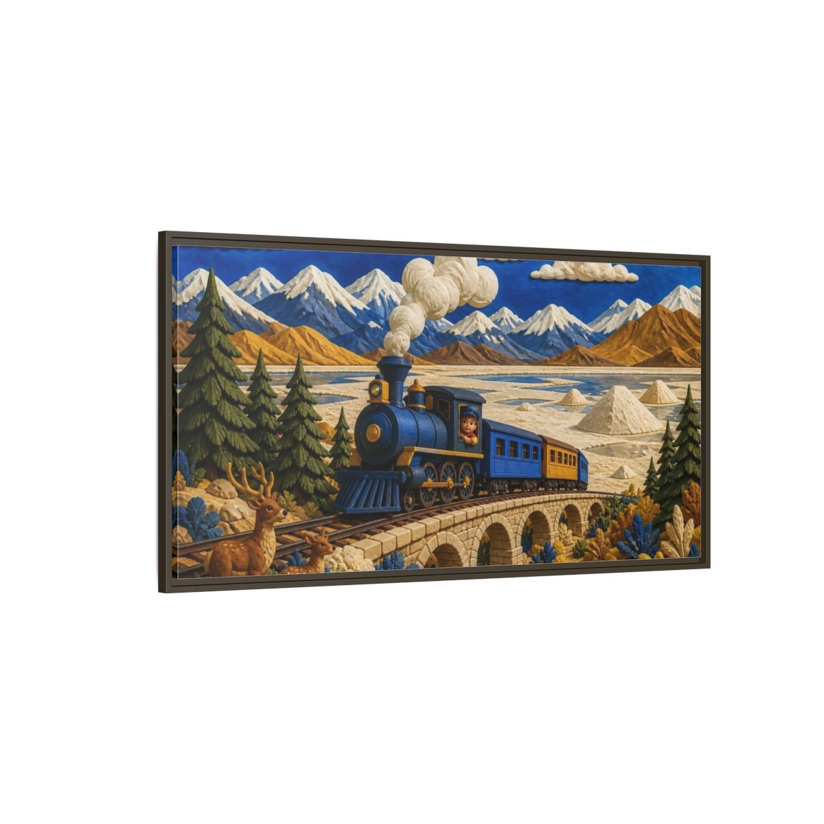 Side Mockup 4. Kids Steam Train Adventure shown as framed canvas print