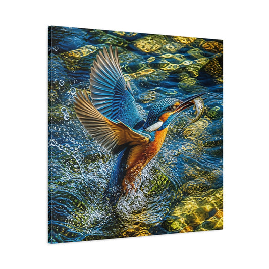 Main Mockup. Kingfisher Animal Portrait shown as canvas print