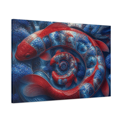 Main Mockup. Koi Fish Illusion shown as canvas print