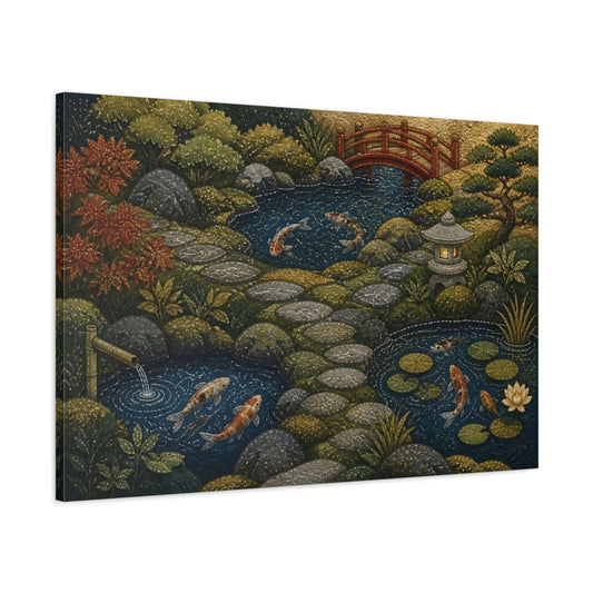 Main Mockup. Koi Garden Path shown as canvas print