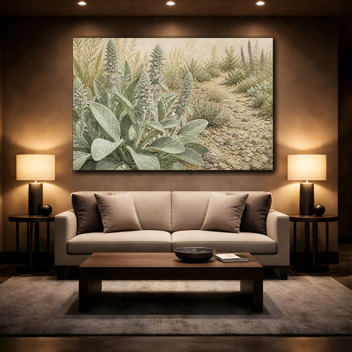 Mockup 2. Lamb's Ear On Pebble Path shown as canvas print