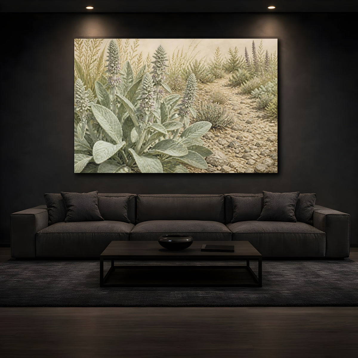 Mockup 3. Lamb's Ear On Pebble Path shown as canvas print