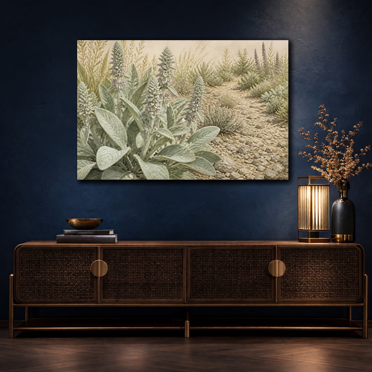 Mockup 4. Lamb's Ear On Pebble Path shown as canvas print