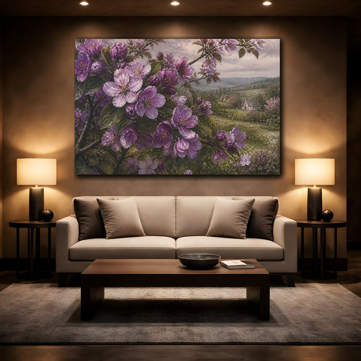 Mockup 2. Lavender Blossom Cottage shown as canvas print