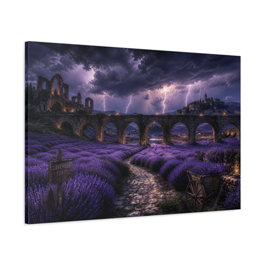 Main Mockup. Lavender Fields At Dusk shown as canvas print