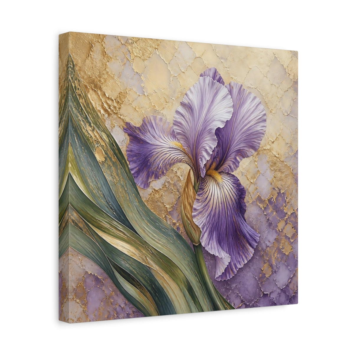 Side Mockup 7. Lavender Iris Floral shown as canvas print