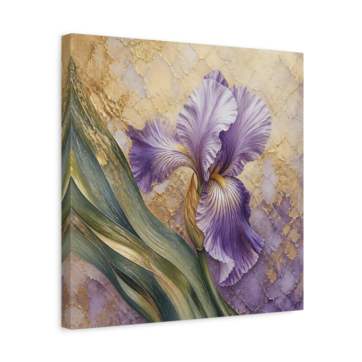 Side Mockup 6. Lavender Iris Floral shown as canvas print