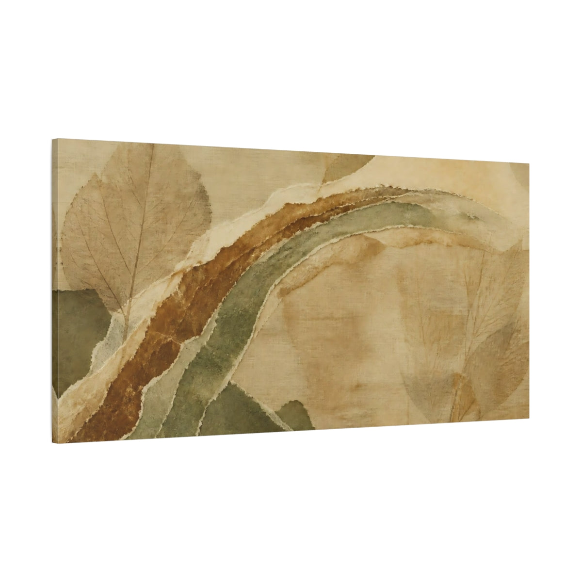 Side Mockup 2. Layered Leaf Collage shown as canvas print