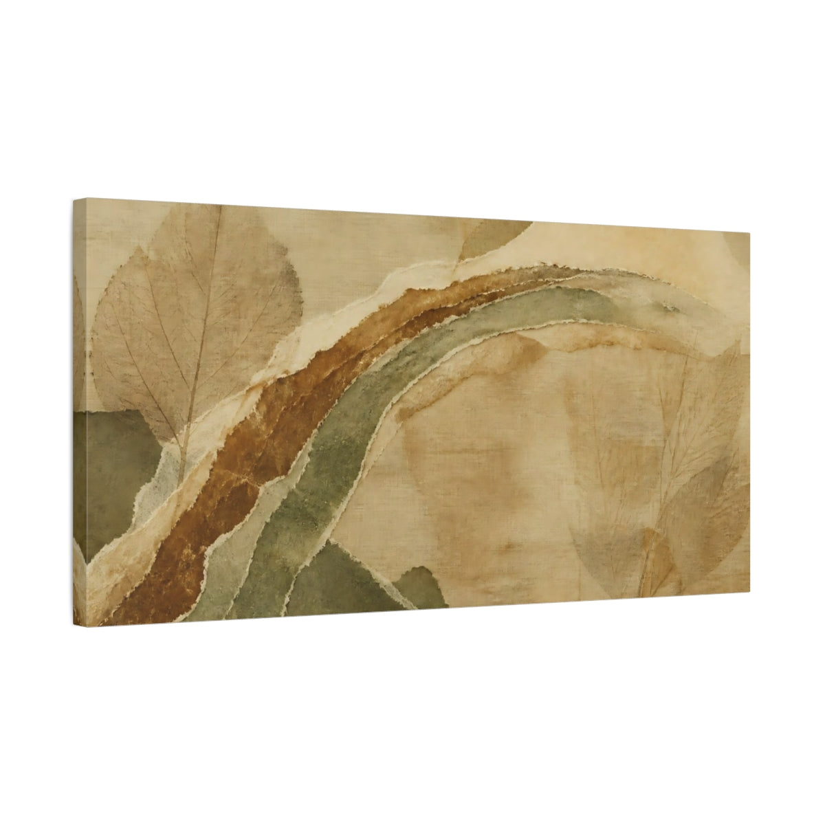 Side Mockup 1. Layered Leaf Collage shown as canvas print