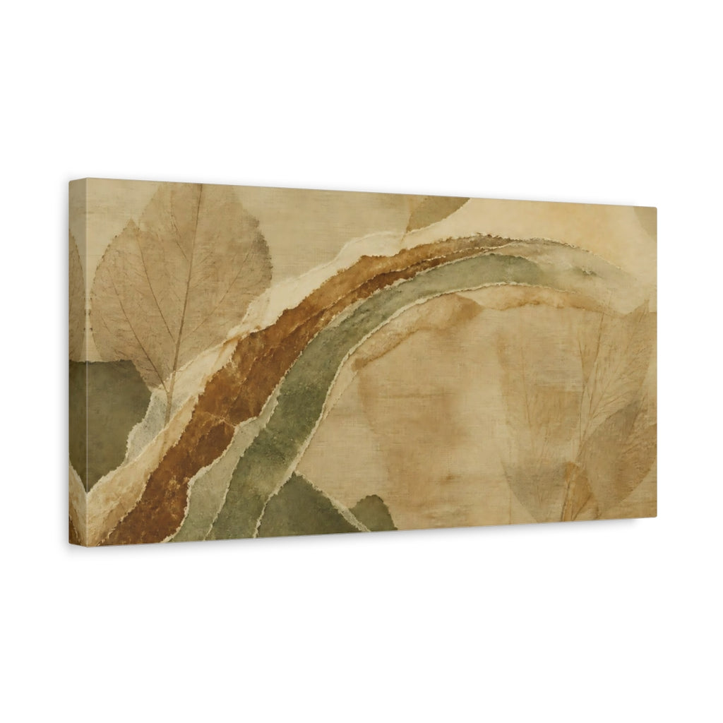 Side Mockup 3. Layered Leaf Collage shown as canvas print
