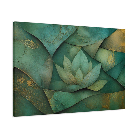 Main Mockup. Layered Teal Lotus shown as canvas print
