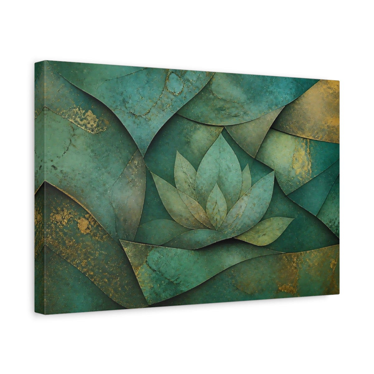 Side Mockup 4. Layered Teal Lotus shown as canvas print