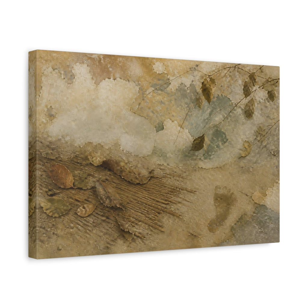 Side Mockup 4. Leaves On Weathered Wall shown as canvas print
