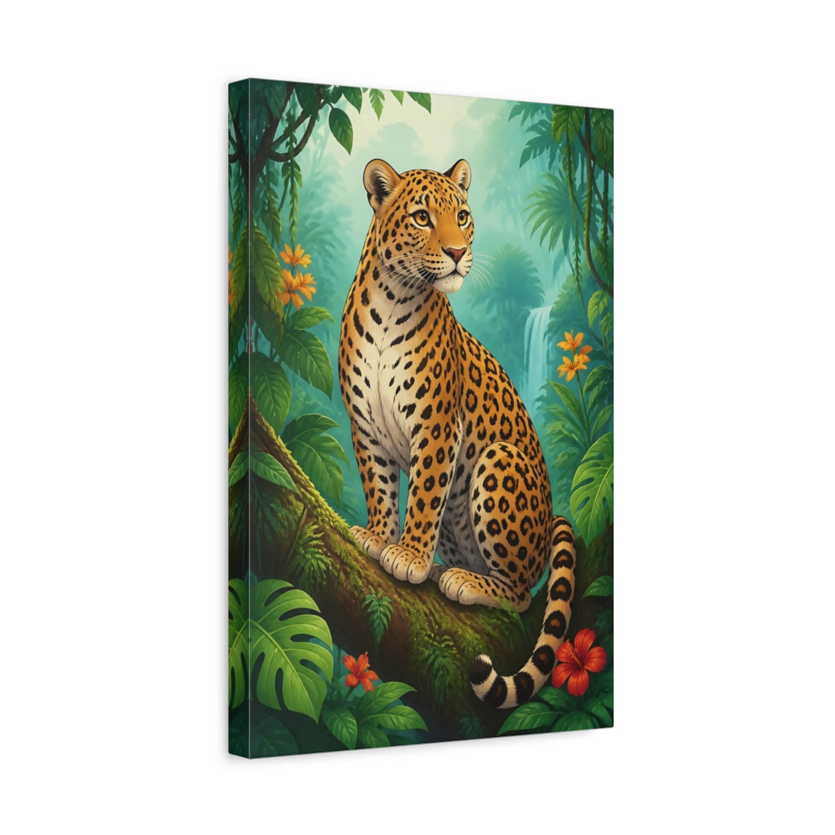 Side Mockup 4. Leopard Jungle Animals shown as canvas print