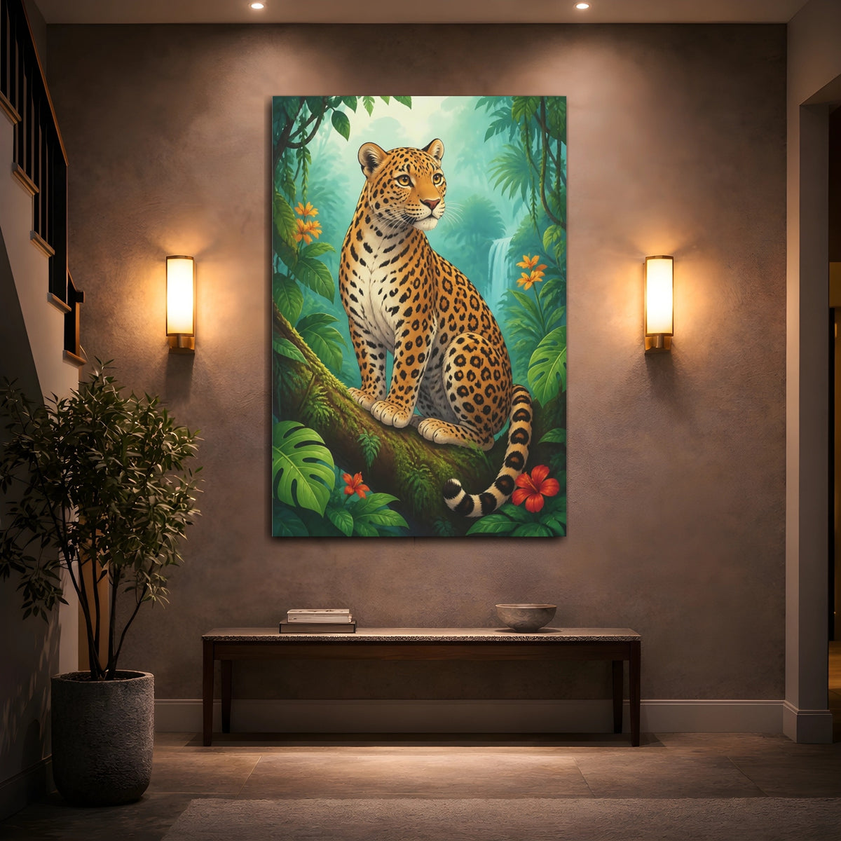 Mockup 2. Leopard Jungle Animals shown as canvas print