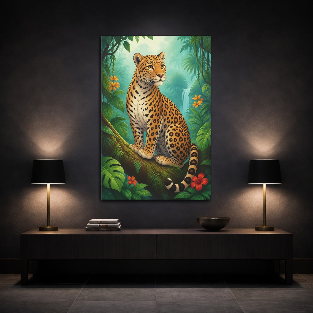 Mockup 3. Leopard Jungle Animals shown as canvas print