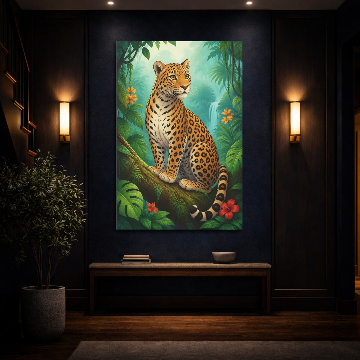 Mockup 4. Leopard Jungle Animals shown as canvas print