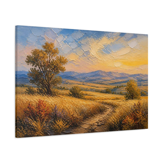 Main Mockup. Lone Tree Landscape At Sunset shown as canvas print