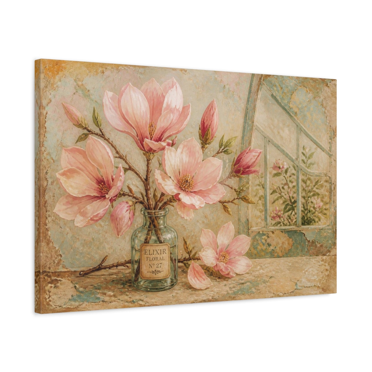 Side Mockup 2. Magnolia Floral Elixir shown as canvas print