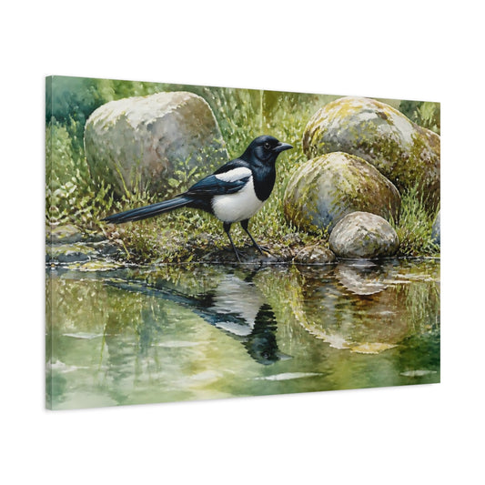 Main Mockup. Magpie Animal Study shown as canvas print
