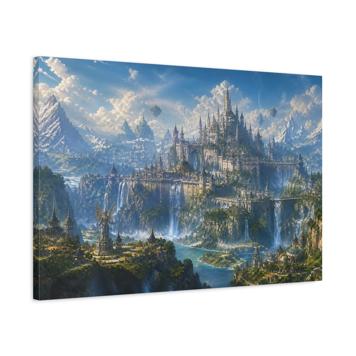 Side Mockup 2. Majestic Cliffside Castle shown as canvas print