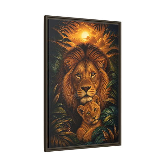Main Mockup. Majestic Lion Animals shown as framed canvas print