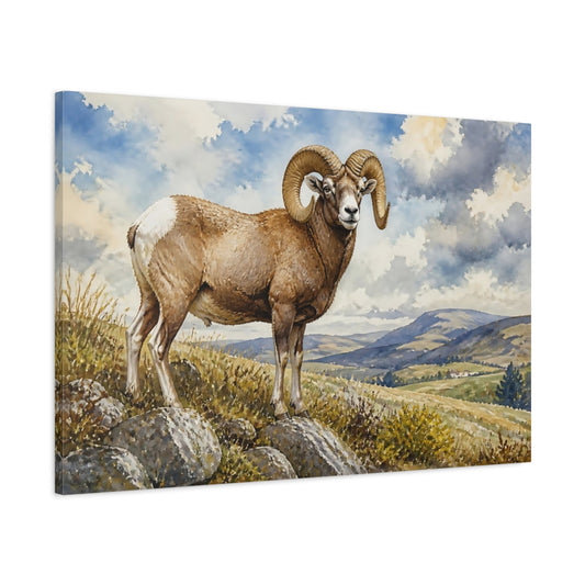 Main Mockup. Majestic Ram Animal Portrait shown as canvas print
