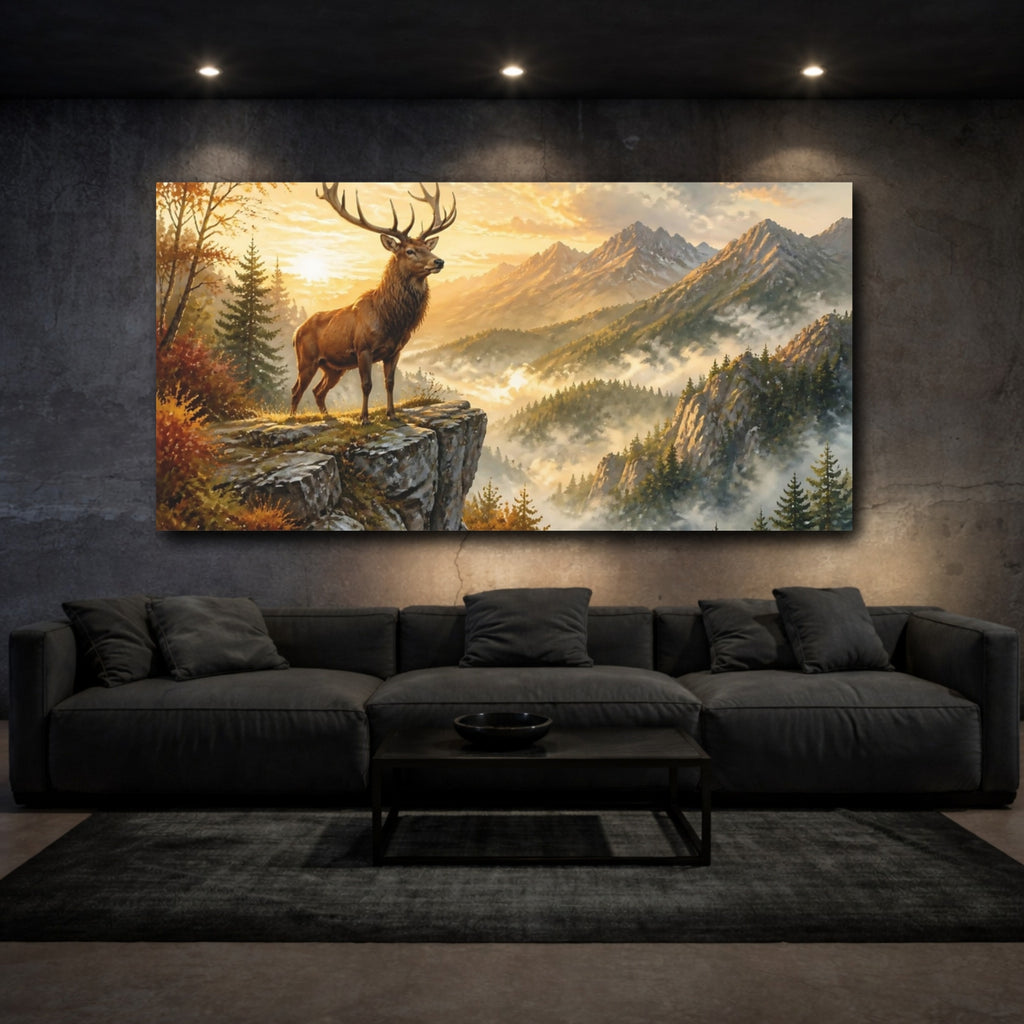 Mockup 3. Majestic Stag Animals shown as canvas print