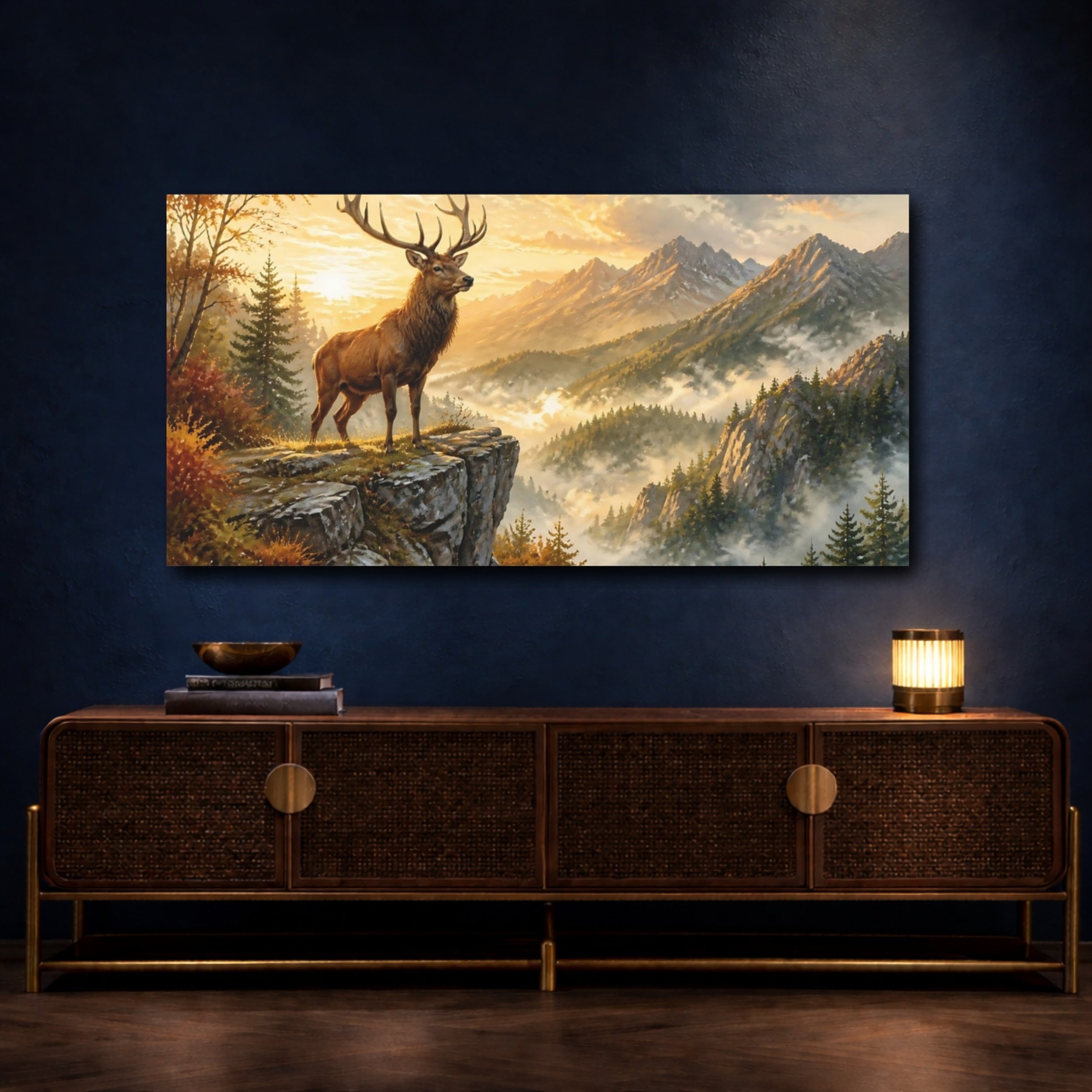 Mockup 4. Majestic Stag Animals shown as canvas print