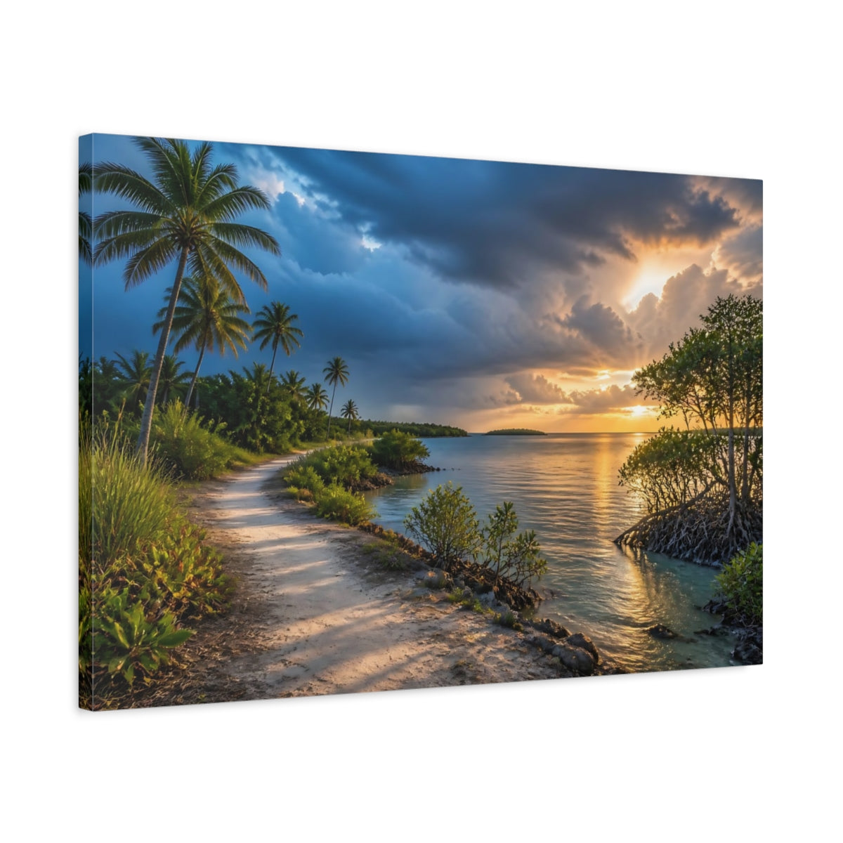Side Mockup 2. Mangrove Bay Landscape shown as canvas print
