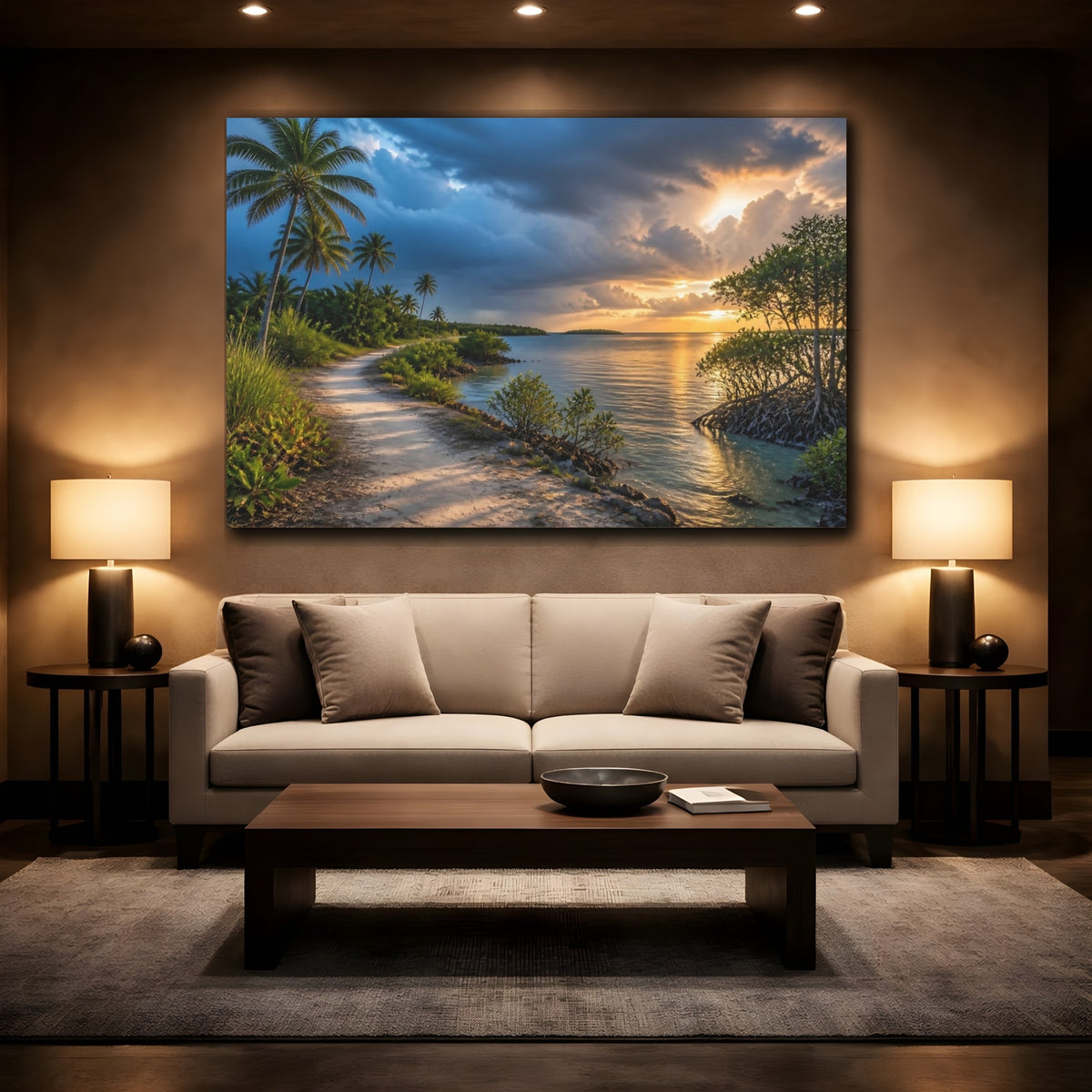 Mockup 2. Mangrove Bay Landscape shown as canvas print