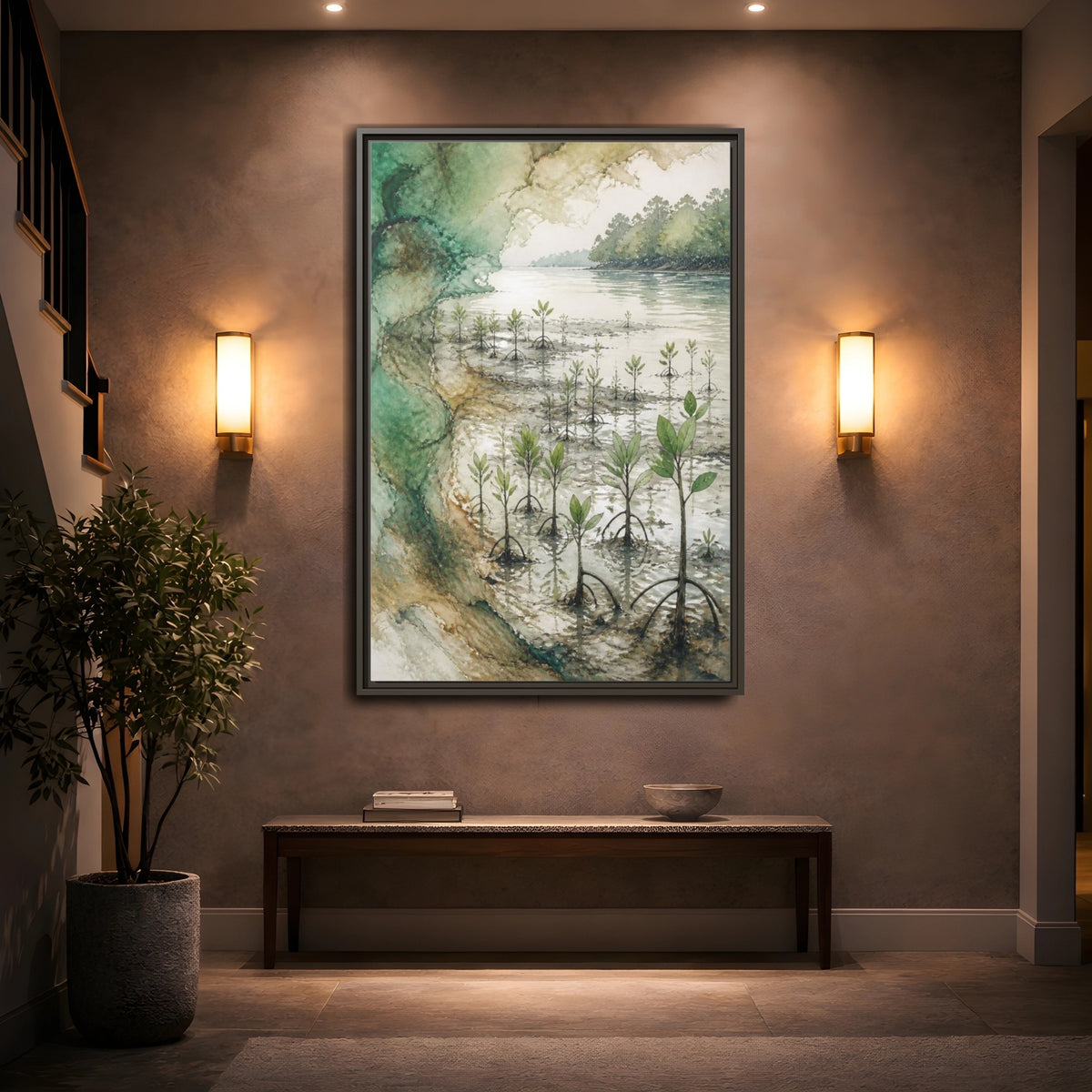 Mockup 2. Mangrove Nature Study shown as framed canvas print