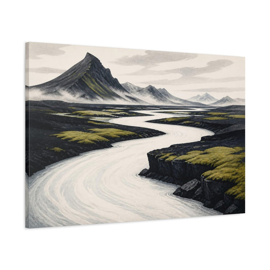 Main Mockup. Meandering River Landscape shown as canvas print