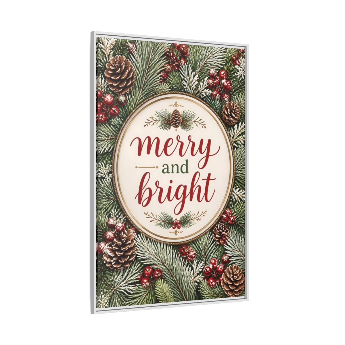 Side Mockup 7. Merry And Bright Quote Sign shown as framed canvas print