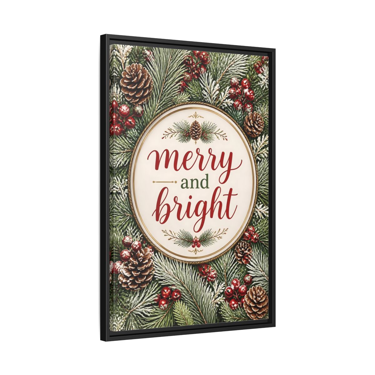 Side Mockup 14. Merry And Bright Quote Sign shown as framed canvas print