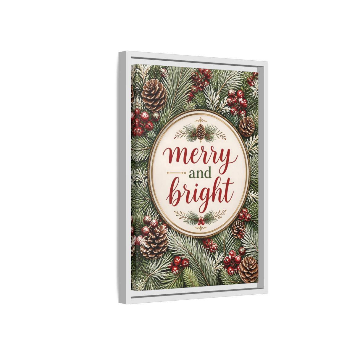 Side Mockup 4. Merry And Bright Quote Sign shown as framed canvas print