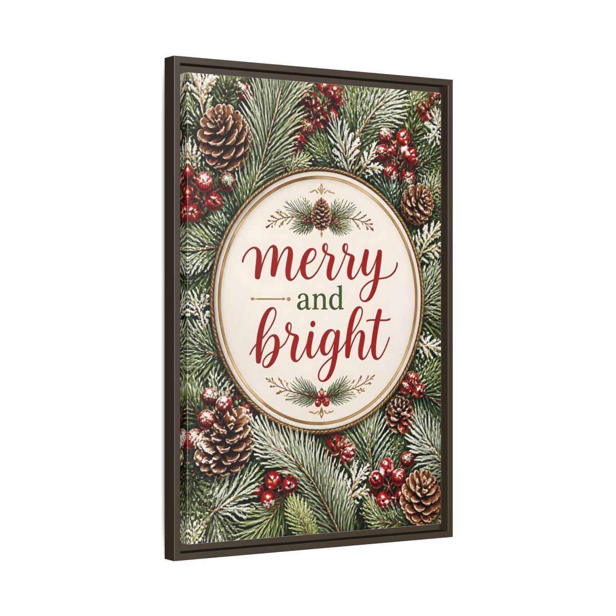 Side Mockup 11. Merry And Bright Quote Sign shown as framed canvas print