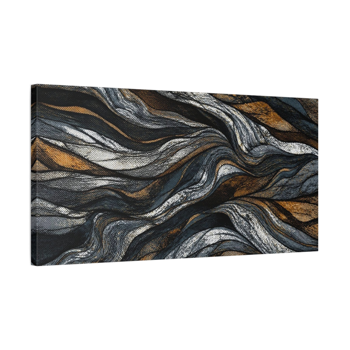 Side Mockup 1. Metallic Flowing Layers shown as canvas print