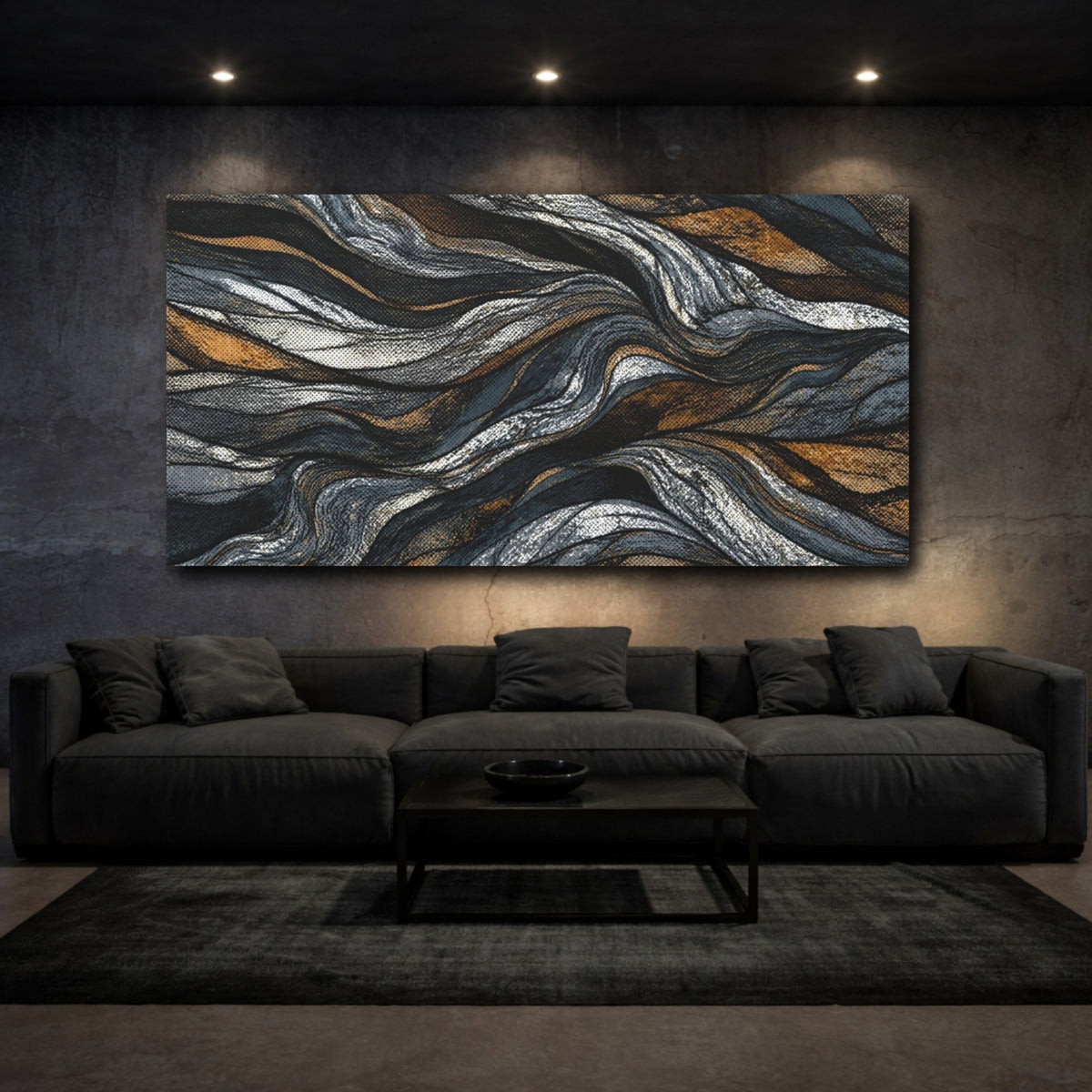 Mockup 3. Metallic Flowing Layers shown as canvas print