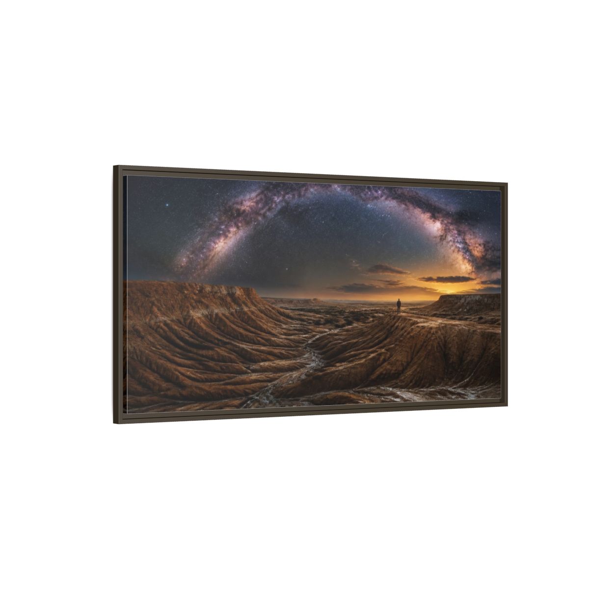 Side Mockup 4. Milky Way Over Ochre Terraces shown as framed canvas print
