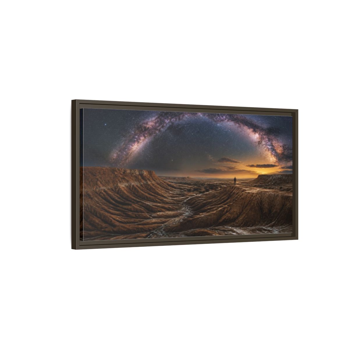 Main Mockup. Milky Way Over Ochre Terraces shown as framed canvas print